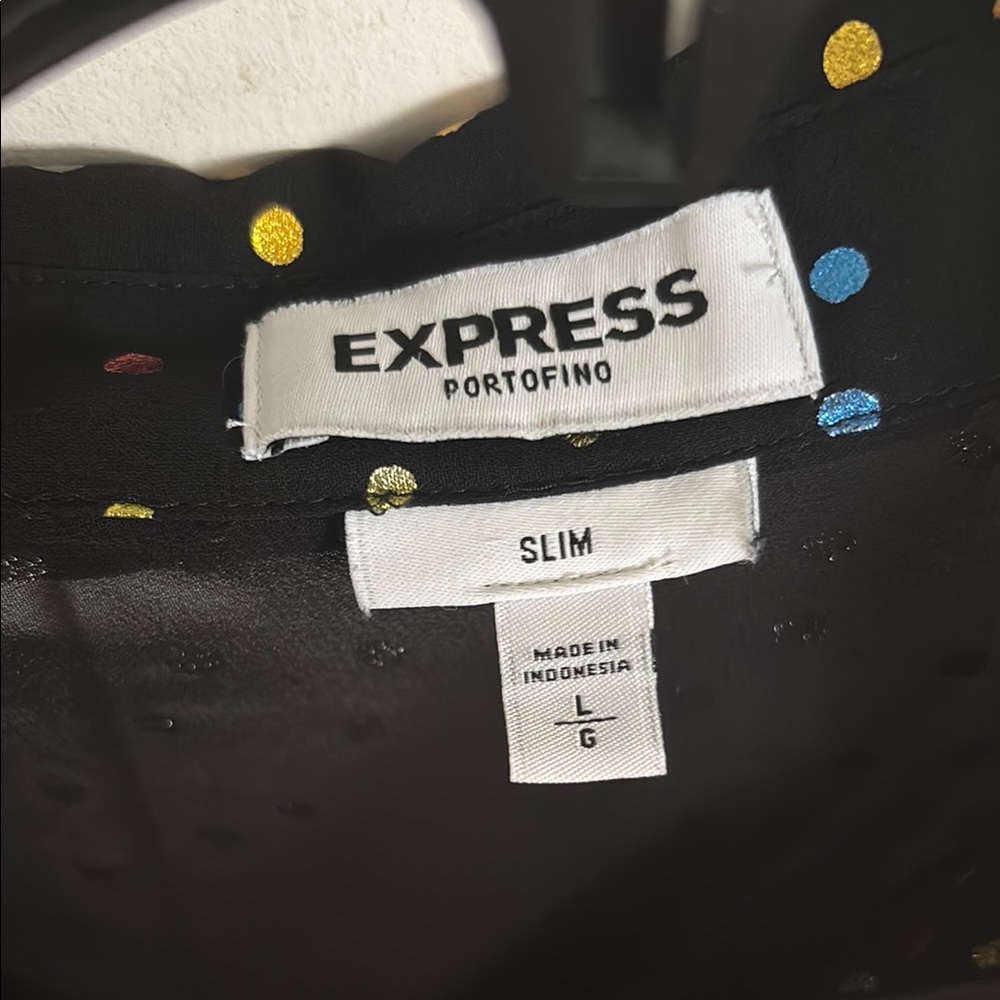 Express Black see through Blouse with Colorful Dots - Picture 2 of 8